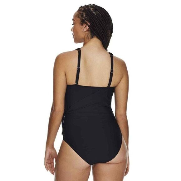 Birdsong Slimming Wrap Underwire One-Piece Swimsuit, Black, 14, 42C 40D 38E NEW - Picture 6 of 16